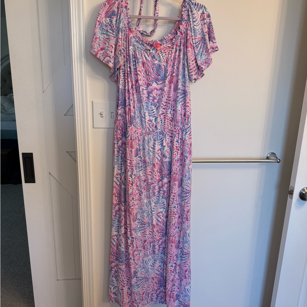 Tropical Pink and Purple Maxi Dress